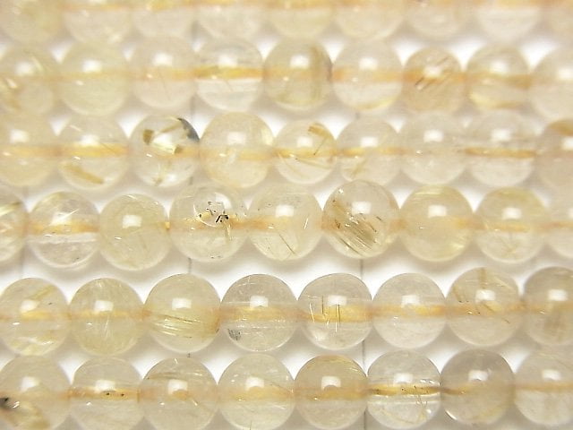 [Video] Rutilated Quartz AA+ Round 4mm 1strand beads (aprx.15inch / 38cm)