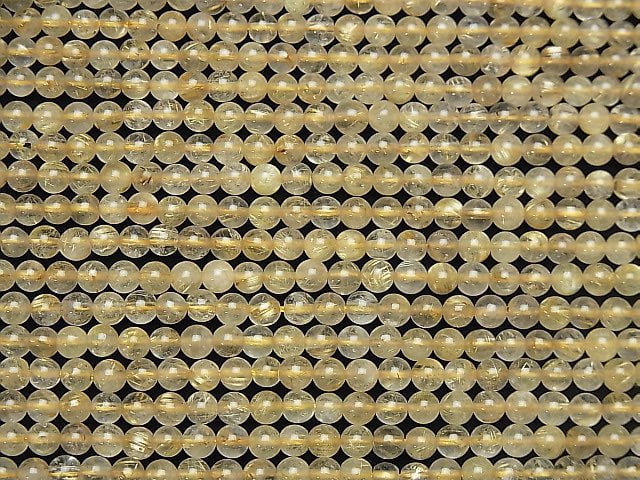 [Video] Rutilated Quartz AA+ Round 4mm 1strand beads (aprx.15inch / 38cm)