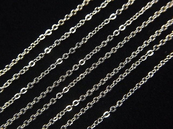 Silver925 Flat Cable Chain 1.2mm Rhodium Plated 10cm