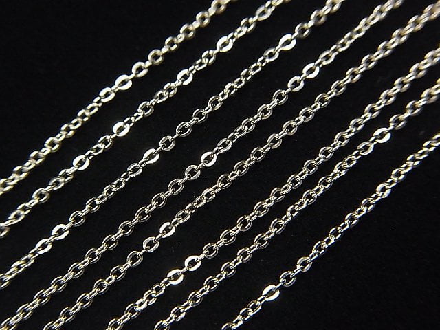 Silver925 Flat Cable Chain 1.2mm Rhodium Plated 10cm