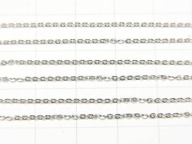 Silver 925 Flat Cable Chain 1.2mm Rhodium Plated 10cm