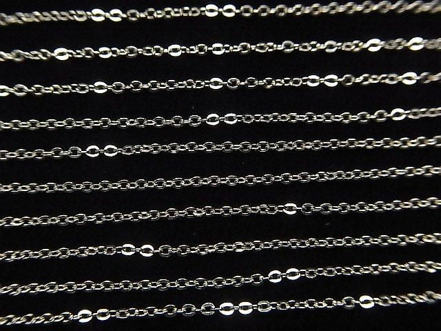 Silver 925 Flat Cable Chain 1.2mm Rhodium Plated 10cm