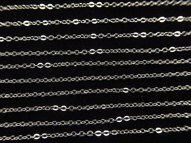 Silver925 Flat Cable Chain 1.2mm Rhodium Plated 10cm