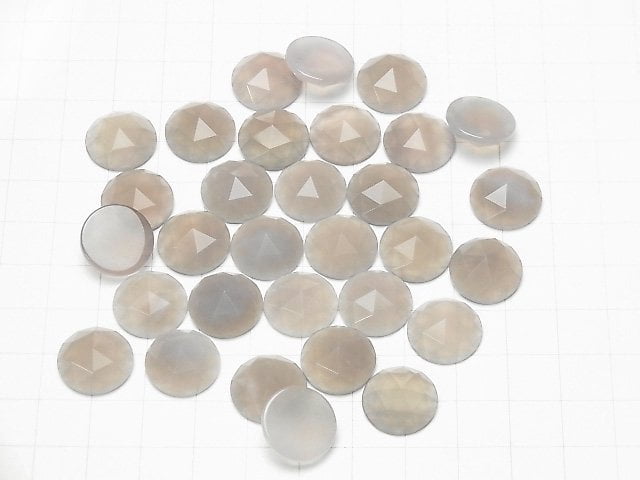 [Video] Gray Onyx Round Rose Cut 14x14mm 4pcs