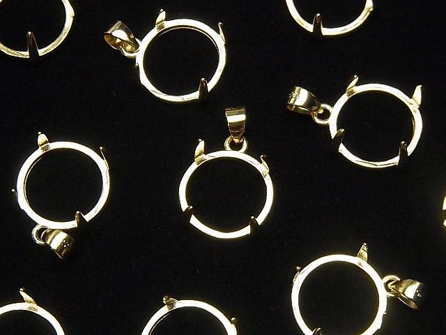 [Video] Silver925 Pendant Frame Round 12mm Hairline 18KGP 1pc