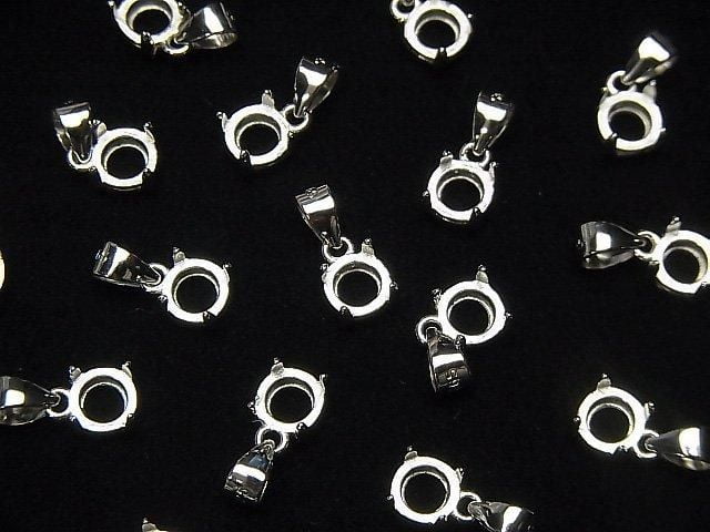 [Video] Silver925 Pendant Frame Round Faceted 5mm Rhodium Plated 1pc