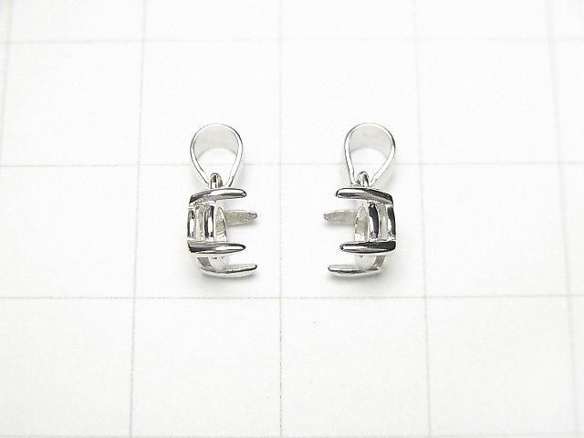 [Video] Silver925 Pendant Frame Round Faceted 5mm Rhodium Plated 1pc