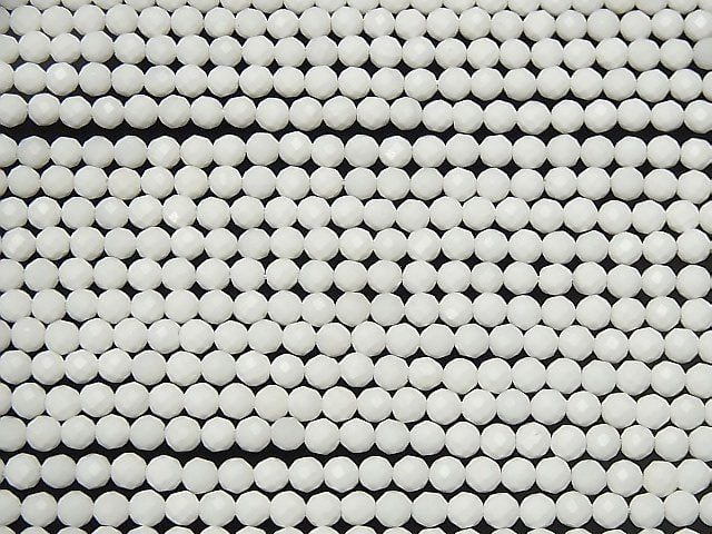 [Video] High Quality! White Shell Faceted Round 4mm 1strand beads (aprx.15inch / 38cm)