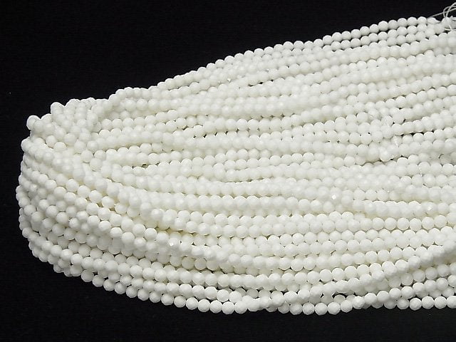 [Video] High Quality! White Shell Faceted Round 4mm 1strand beads (aprx.15inch / 38cm)