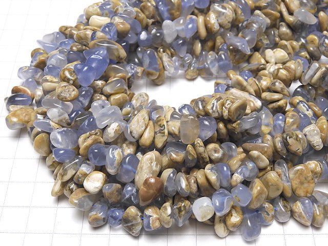 [Video] Argentina Natural color Blue Chalcedony AA Nugget with host rock (Chips) [M size] 1strand beads (aprx.15inch / 38cm)