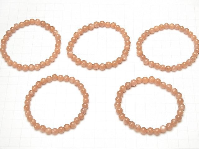[Video] Orange Moonstone AAA Round 6mm Bracelet