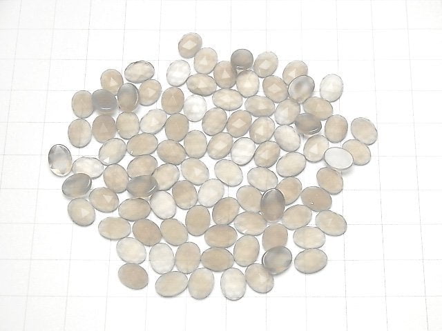 [Video] Gray Onyx Oval Rose Cut 8x6mm 5pcs