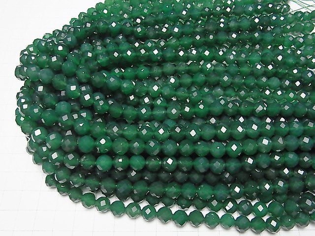 [Video] High Quality! Green Onyx AAA 64Faceted Round 8mm 1strand beads (aprx.15inch / 36cm)