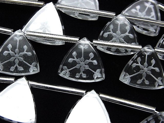 Carving, Crystal Quartz, Triangle Gemstone Beads