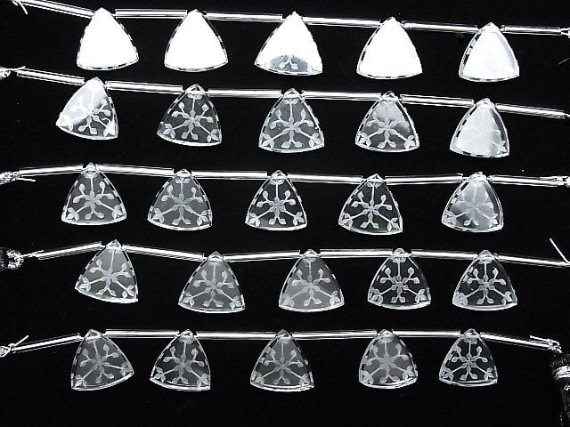 [Video] Crystal AAA Carved Flat Triangle 1strand (5pcs )