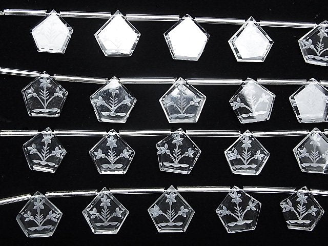 [Video] Crystal AAA Carved Flat Pentagon 1strand (5pcs )