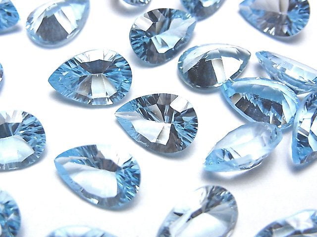 [Video]High Quality Sky Blue Topaz AAA Loose stone Pear shape Concave Cut 11x8mm 1pc