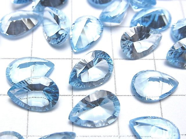 [Video]High Quality Sky Blue Topaz AAA Loose stone Pear shape Concave Cut 11x8mm 1pc