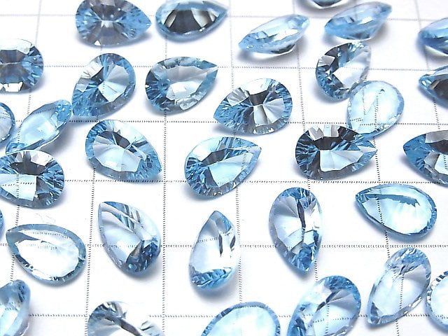 [Video]High Quality Sky Blue Topaz AAA Loose stone Pear shape Concave Cut 11x8mm 1pc