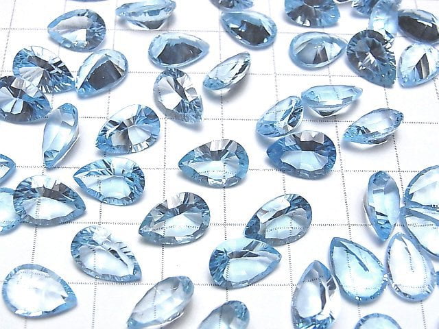 [Video]High Quality Sky Blue Topaz AAA Loose stone Pear shape Concave Cut 11x8mm 1pc