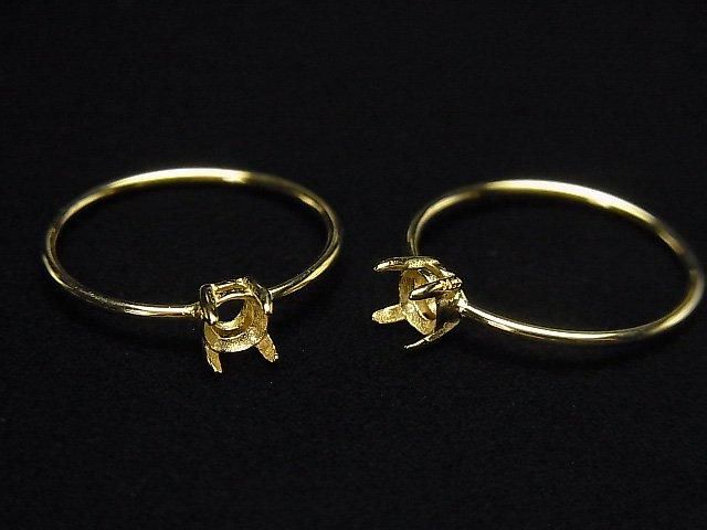 [Video] Silver925 Ring Frame (Prong Setting) Round Faceted 4mm 18KGP 1pc