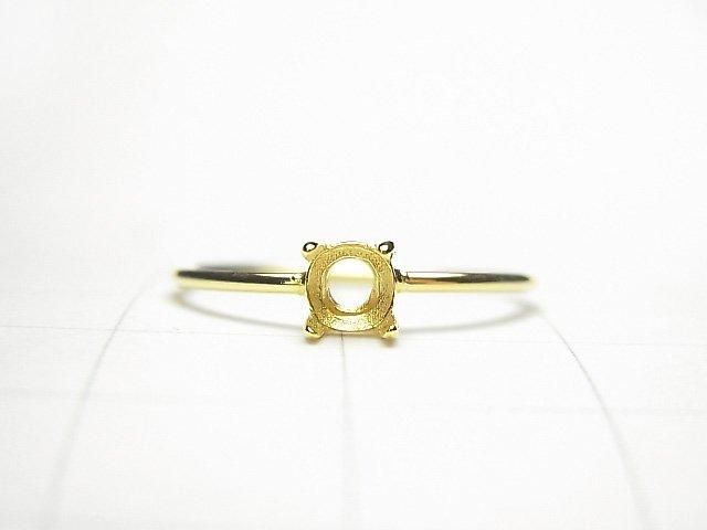 [Video] Silver925 Ring Frame (Prong Setting) Round Faceted 4mm 18KGP 1pc