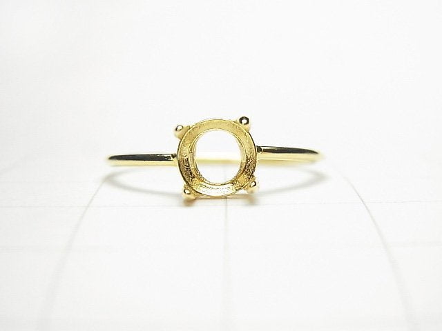 [Video] Silver 925 Ring Frame (Prong Setting) Round Faceted 6mm 18KGP 1pc