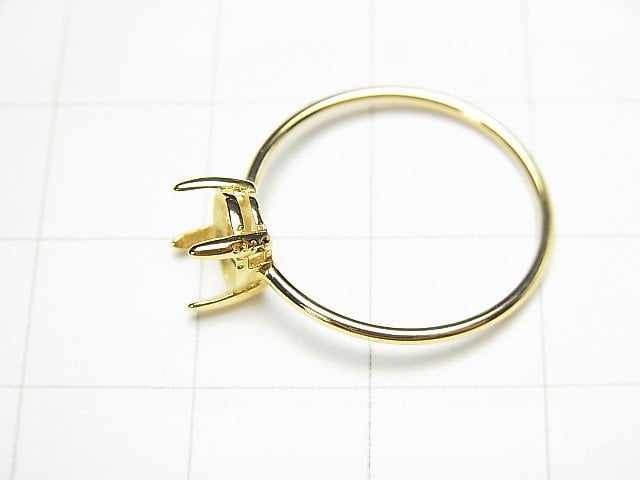 [Video] Silver 925 Ring Frame (Prong Setting) Round Faceted 6mm 18KGP 1pc
