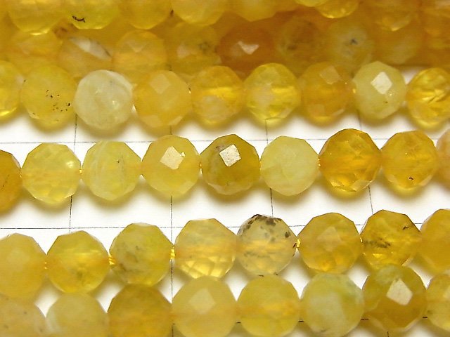 [Video] High Quality! Yellow Opal AA++ Faceted Round 6mm 1strand beads (aprx.15inch / 36cm)