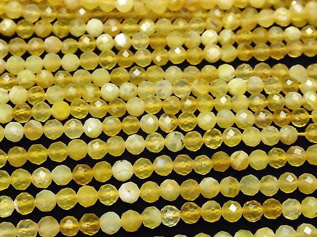 [Video] High Quality! Yellow Opal AA++ Faceted Round 6mm 1strand beads (aprx.15inch / 36cm)