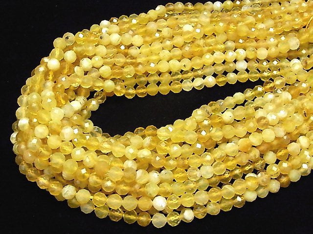 [Video] High Quality! Yellow Opal AA++ Faceted Round 6mm 1strand beads (aprx.15inch / 36cm)