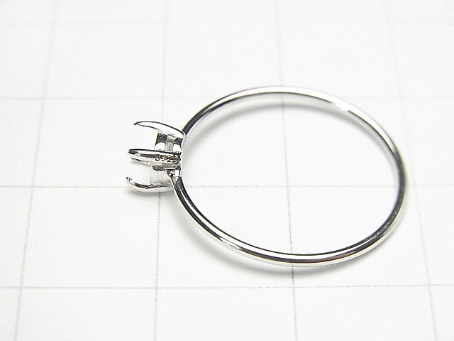[Video] Silver 925 Ring Frame (Prong Setting) Round Faceted 4mm Rhodium Plated 1pc