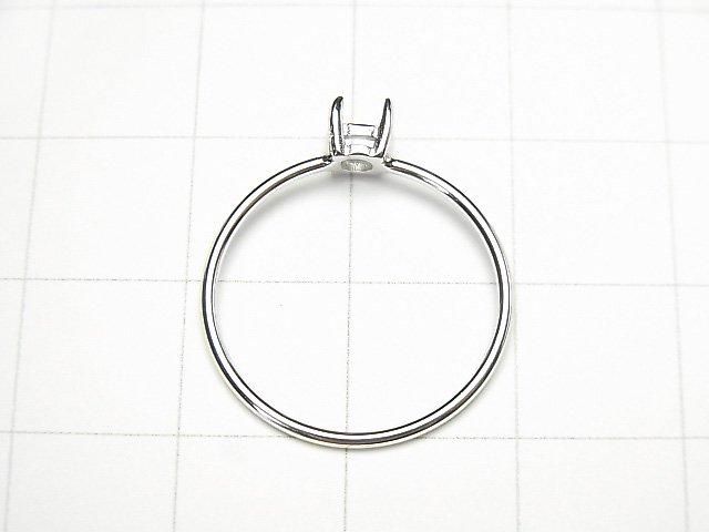 [Video] Silver925 Ring Frame (Prong Setting) Round Faceted 4mm Rhodium Plated 1pc