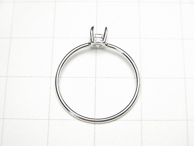 [Video] Silver 925 Ring Frame (Prong Setting) Round Faceted 4mm Rhodium Plated 1pc