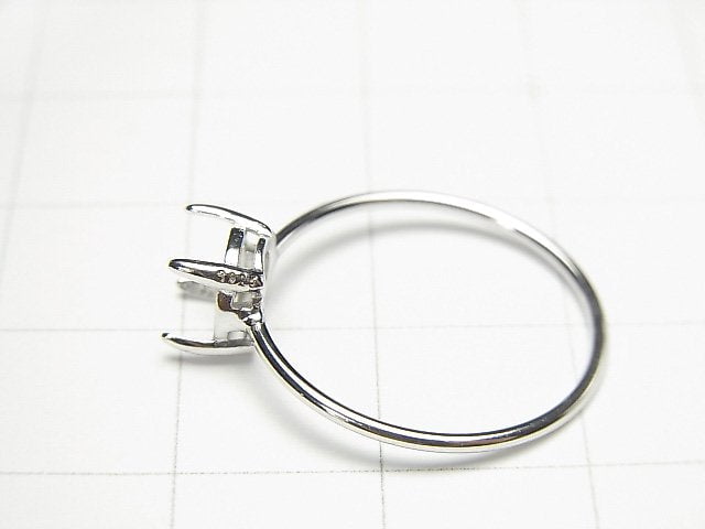 [Video]Silver925 Ring Frame (Prong Setting) Round Faceted 6mm Rhodium Plated 1pc