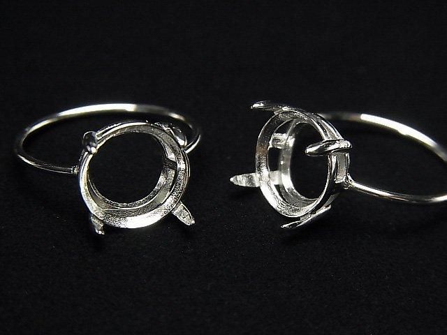 [Video] Silver925 Ring Frame (Prong Setting) Round Faceted 10mm Rhodium Plated 1pc