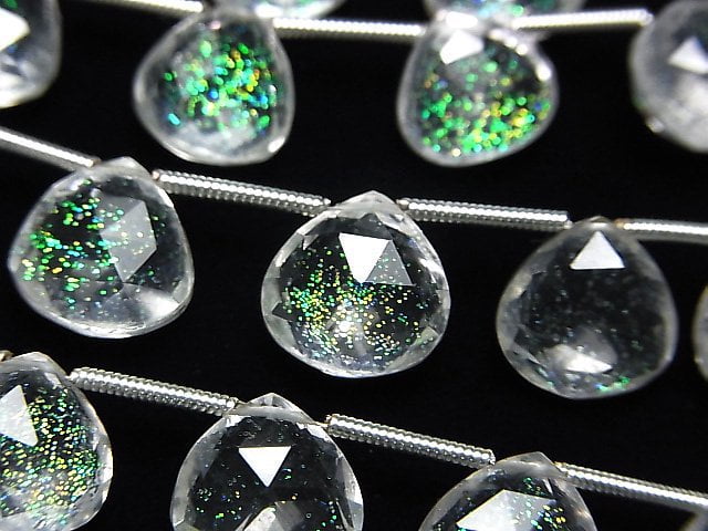 Chestnut Shape, Crystal Quartz, Faceted Briolette Gemstone Beads