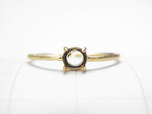 [Video] Silver925 Ring Frame (Prong Setting) Round 4mm Hairline 18KGP Free Size 1pc
