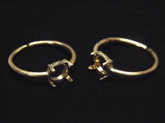 [Video] Silver925 Ring Frame (Prong Setting) Round 6mm Hairline 18KGP Free Size 1pc