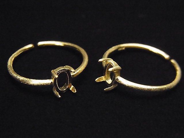 [Video] Silver925 Ring Frame (Prong Setting) Oval 6x4mm Hairline 18KGP Free Size 1pc