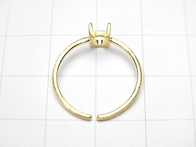 [Video] Silver925 Ring Frame (Prong Setting) Oval 6x4mm Hairline 18KGP Free Size 1pc