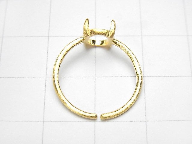 [Video] Silver925 Ring Frame (Prong Setting) Oval 8x6mm Hairline 18KGP Free Size 1pc