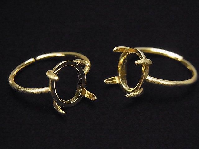 [Video] Silver925 Ring Frame (Prong Setting) Oval 10x8mm Hairline 18KGP Free Size 1pc