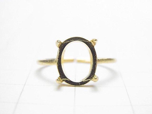 [Video] Silver925 Ring Frame (Prong Setting) Oval 10x8mm Hairline 18KGP Free Size 1pc