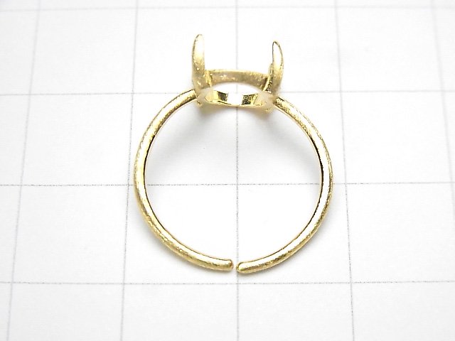 [Video] Silver925 Ring Frame (Prong Setting) Oval 10x8mm Hairline 18KGP Free Size 1pc
