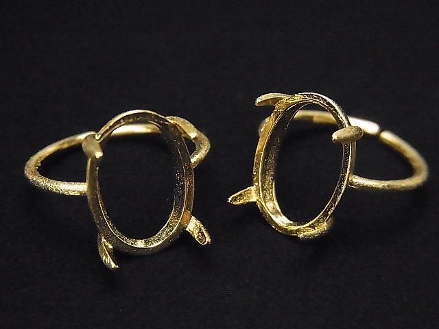 [Video] Silver925 Ring Frame (Prong Setting) Oval 14x10mm Hairline 18KGP Free Size 1pc