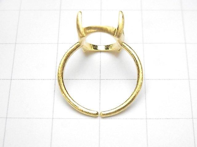 [Video] Silver925 Ring Frame (Prong Setting) Oval 14x10mm Hairline 18KGP Free Size 1pc