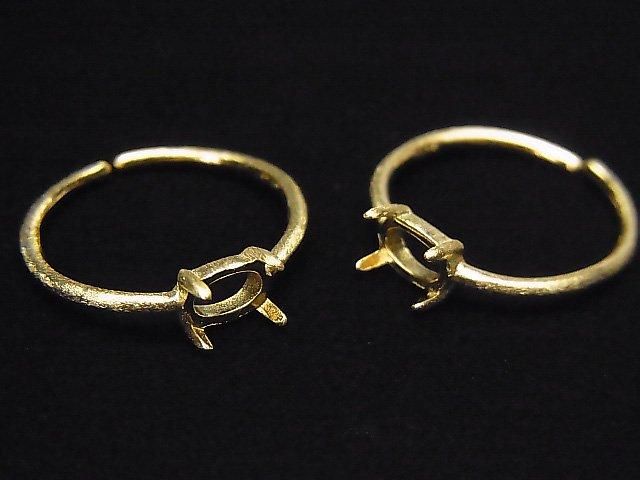 [Video] Silver925 Ring Frame (Prong Setting) Horizontal Oval 6x4mm Hairline 18KGP Free Size 1pc