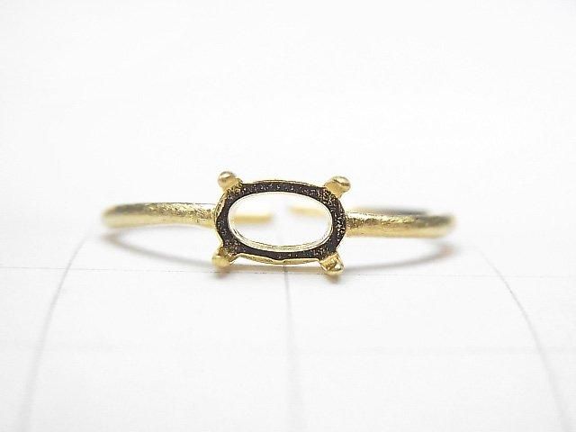 [Video] Silver925 Ring Frame (Prong Setting) Horizontal Oval 6x4mm Hairline 18KGP Free Size 1pc