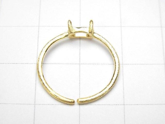 [Video] Silver925 Ring Frame (Prong Setting) Horizontal Oval 6x4mm Hairline 18KGP Free Size 1pc